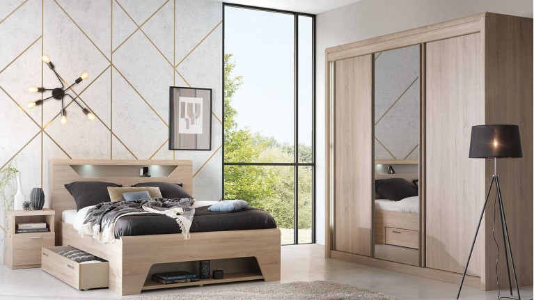 Chambre MULTY - Blanc neige, chêne clair ou argenté, nombreuses configurations possibles pour cette chambre Meubles CELIO