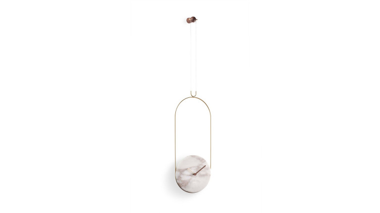 Horloge murale COL - Horloge murale pendule moderne et design COL. Finitions dorées. DIsponible en marbre blanc, marbre noir ou 