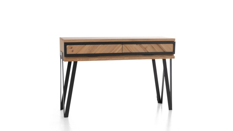 Console 2 tiroirs en bois et métal RELIEF